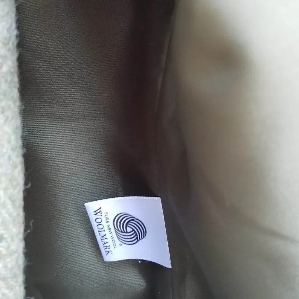 Equorian Heritage Wool Green Herringbone Skirt Suit Set size 12